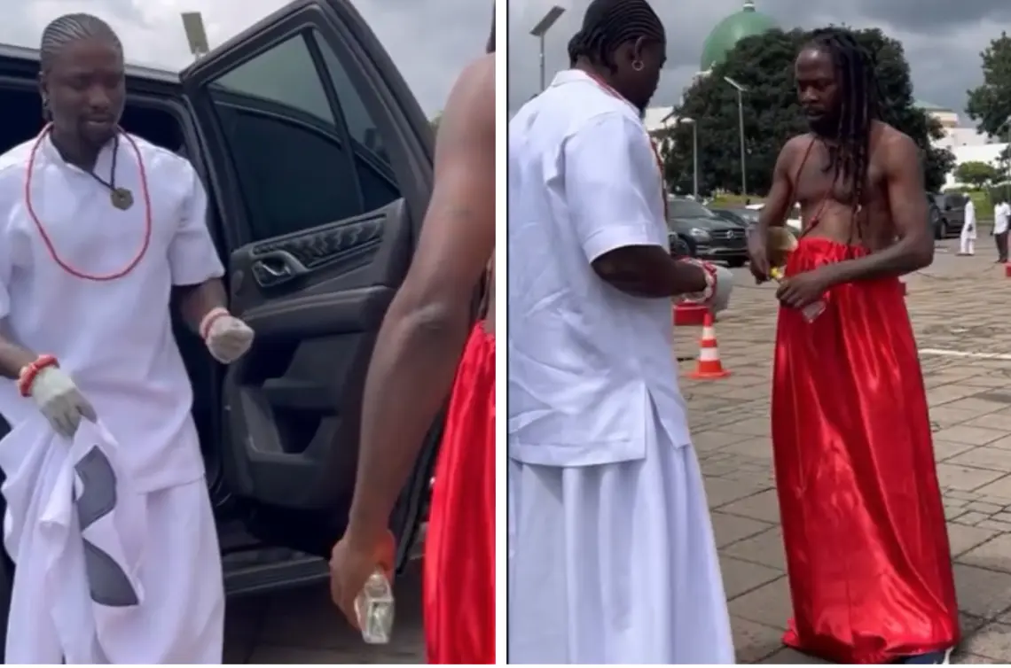 Very Dark Man Arrives with Spiritualist, Speaks After Bobrisky Skips House Hearing