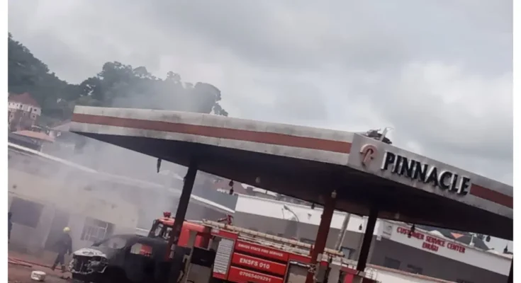 Fuel Station Belonging to Enugu Governor Set Ablaze by Armed Men